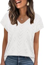 WIHOLL Short Sleeve Sweater for Women V Neck Trendy Cute Tops Business Casual Outfits Cap Sleeve - Image 2