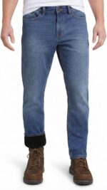 Weatherproof Vintage Fleece Lined Jeans Men - Regular Fit | Soft & Warm, Cold Weather Insulated Fleece Winter Pants for Men - Image 2