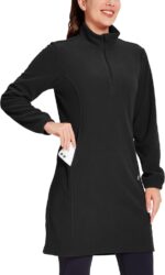 Willit Women's Fleece Dress Sweatshirt Thermal Long Pullover Polar Winter Dress with Pocket - Image 2