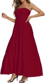 Women's Casual Off Shoulder Maxi Dress Strapless Tube Top Bohemian Beach Long Dresses 092 - Image 2