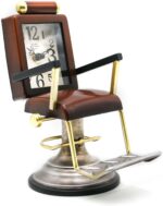YOUKI Bronze Barber Chair Desk Clock,Hairdresser Hairstylist Gift Ideas,Unique Table Clock Battery Powered,Home Decor Ideal for Office Hotel Cafe Bedroom - Image 2