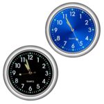 YOUNGFLY Mini Car Clock Stick on Dashboard Luminous Tiny Vent Analog Small Pocket Decorations Motorcycle Clock Watch for Bike Boat Motorcycle Home Vehicle (Black, Blue) - Image 2