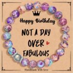 Yiyang 40th 50th 60th 70th 80th Birthday Gifts for Women, Natural Stone Beaded Bracelet Unique Gifts for Women Mom Daughter Sister Wife Grandma - Image 2