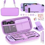 Younik Switch Accessories Bundle, 17 in 1 Purple Switch Accessories Kit for Girls Include Switch Carrying Case, Adjustable Stand, Protective Case for Switch Console & J-Con - Image 2