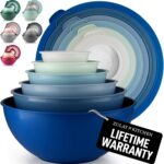 Zulay Kitchen 12 Piece Plastic Mixing Bowls with Leak-Proof Lids Set - Microwave and Freezer Safe Kitchen Mixing Bowls for Preparing, Serving and Storing - Large Nesting Bowls (Blue Ombre) - Image 2
