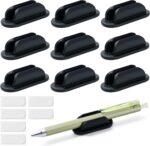 10 Pack Adhesive Pencil Holders for Desk,Silicone Flexible Pen Holder for Wall, Office, School,Home,Classroom Must Haves,Teacher Essentials Accessories,Desk Organizer,Art Supply,Small Gift (10, Black) - Image 2