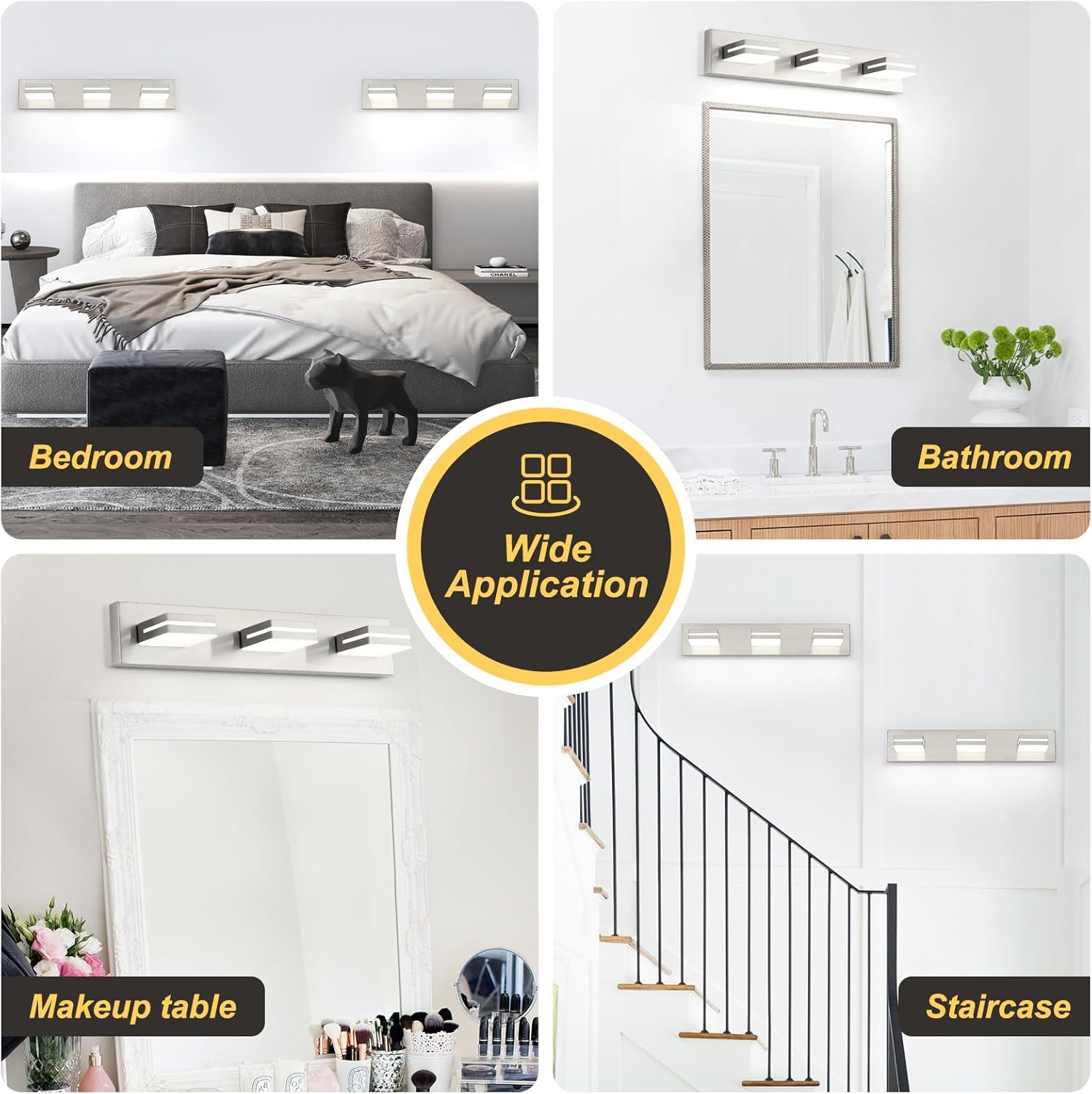 OKELI 3 Light Bathroom Vanity Light Brushed Nickel Modern 24W LED Dimmable Vanity Light Over Mirror 350° Adjustable Lamp Head Cold White 6000K ETL Listed 22Inch - Image 9