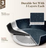 Kitchen Academy Pots and Pans Set Non Stick - 12 Piece Induction Kitchen Cookware Sets, Blue Granite Nonstick Cooking Pans Set - Image 5