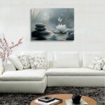 Zen Lotus Flower with Stones and Butterflies Canvas Wall Art Framed Serene Painting Prints Posters Artwork for Meditation Room Wall Decor Calming Spiritual Bathroom Art 12x16 Inches - Image 8