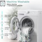 Cartoon Sea Animal Shower Curtain Nautical Ocean Underwater Coastal Beach Sea Marine Animal Dolphin Octopus Seaweed Boys Girls White Polyester Fabric Bathroom Curtain Sets Hooks 70 x 70 Inch - Image 6