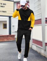 LecGee Men's Tracksuits 2 Piece Color Block Pullover Hoodie and Sweatpants Casual Athletic Sweatsuits Set for Men - Image 5