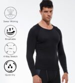 Men's Compression Shirts Long Sleeve Athletic Workout T-Shirt Running Cool Dry Tops Active Base Layer Undershirts - Image 5