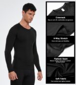 Men's Compression Shirts Long Sleeve Athletic Workout T-Shirt Running Cool Dry Tops Active Base Layer Undershirts - Image 7