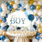 Avezano It's a Boy Baby Shower Backdrop Blue Floral Baby Shower Party Decorations Banner Cake Table Decorations for Kids 7 x 5 ft - Image 6