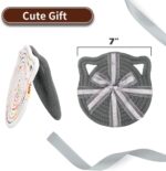 7" Pure Cotton Trivets Set with 0.35" Thick, 3Pcs Woven Trivets for Hot Dishes, Pots and Pans, Cute Cat Kitchen Accessories for Countertops Heat Resistant Washable Cat Decor Gift (Gray) - Image 8