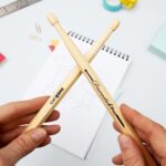 Suck UK Drumsticks Ballpoint Pens - Novelty Drummer Gifts for Men & Music Lovers - Wooden Drumstick Shaped Pen - Unique Office & School Stationery Supplies - Cool Drum Kit - Set of 2 Blue Pens - Image 6