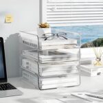 4-Tier Paper Organizer for Desk, Stackable Desk Organizer Paper Tray, Ideal for Office Supplies, A4 Storage (Clear, 4-Tier) - Image 6