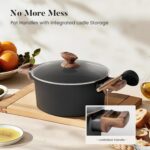 Kitchen Academy Non Toxic Pots and Pans Set Non Stick - 10 Pcs Induction Ceramic Cookware Set, Healthy Nonstick Black Cooking Pans Set, PFAS/PTFE/PFOA & PFOS Free - Image 6