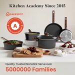 Kitchen Academy Non Toxic Pots and Pans Set Non Stick - 10 Pcs Induction Ceramic Cookware Set, Healthy Nonstick Black Cooking Pans Set, PFAS/PTFE/PFOA & PFOS Free - Image 8