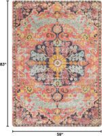Lahome 5x7 Boho Living Room Rug Colorful Bedroom Rug, Large Bohemian Nursery Rugs, Hot Pink Non-Slip Machine Washable Soft Playroom Mat Indoor Floor Accent Carpet for Dining Table Mud Room - Image 3