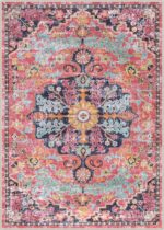 Lahome 5x7 Boho Living Room Rug Colorful Bedroom Rug, Large Bohemian Nursery Rugs, Hot Pink Non-Slip Machine Washable Soft Playroom Mat Indoor Floor Accent Carpet for Dining Table Mud Room - Image 11