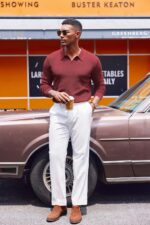 COOFANDY Mens Knit Polo Sweater V-Neck Long Sleeve Textured Lightweight Casual Dress Pullover Fall Sweaters - Image 6