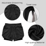Men’s 2 in 1 Running Shorts, Quick Dry Lightweight 5 Inch Workout Gym Athletic Shorts with Pockets and Towel Loop - Image 4