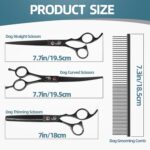7.0" Professional Dog Grooming Scissors Kit – 3-Piece Set with Straight, Curved & Thinning Shears, Black Japanese Stainless Steel, Includes Grooming Comb for Dogs & Cats - Image 3