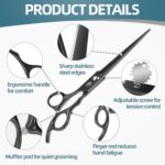 7.0" Professional Dog Grooming Scissors Kit – 3-Piece Set with Straight, Curved & Thinning Shears, Black Japanese Stainless Steel, Includes Grooming Comb for Dogs & Cats - Image 4