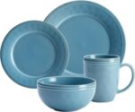 Rachael Ray Cucina Dinnerware 16-Piece Stoneware Dinnerware Set, Agave Blue - Image 4