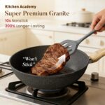 Kitchen Academy Induction Cookware Sets - 12 Piece Gray Cooking Pan Set, Granite Nonstick Pots and Pans Set - Image 3