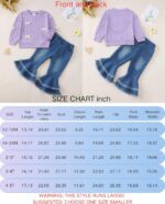 Renotemy Toddler Baby Girl Clothes Fall Winter Outfit, Bow Sweatshirt Denim Bell Bottom Jeans Outfits for 1-5 Year Girls - Image 5