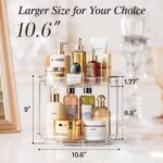 LAMU Rotating Makeup Organizer for Vanity, 10.6in 2 Tier Lazy Susan Turntable Stackable Spinning Skincare Organizer Cosmetic Perfume Tray Display for Bathroom Counterop, Large Capacity, Clear - Image 4