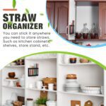 Acrylic Straw Holder for Cabinet Door with Double Sided Adhesive Tape Reusable Straw Organizer Tumbler Storage Kitchen Accessories Container for Counter Cupboard(Classic,Large,Black) - Image 4