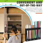 Acrylic Straw Holder for Cabinet Door with Double Sided Adhesive Tape Reusable Straw Organizer Tumbler Storage Kitchen Accessories Container for Counter Cupboard(Classic,Large,Black) - Image 5