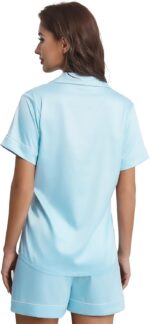 Womens Silk Satin Pajamas Set Short Sleeve Button Down Tops and Shorts Sleep Sets 2 Piece Sleepwear Pjs S-2XL - Image 4