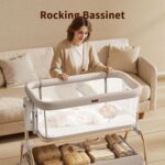 NeoBorn 3 in 1 Baby Bassinet, Bedside Bassinet for Baby, Rocking Bassinet with Breathable Full-Mesh, Mattress and Soft Sheet, Adjustable Height, Stable and Secure Crib for Newborns - Image 5