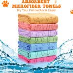 Peryiter 8 Pcs Dog Drying Towels Bulk 55'' x 28'' Pet Grooming Absorbent Microfiber Dog Bath Towels Quick Drying Puppy Bathing Towel for Small Medium Large Cats Pets Bathing Grooming(Colorful) - Image 3