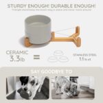 SPUNKYJUNKY Ceramic Dog and Cat Bowl with Wood Stand Non-Slip Matte Glaze Weighted Food Water Set for Cats &Small Dogs 13.5OZ - Image 4