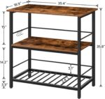HOOBRO Kitchen Island with Wine Rack, Industrial Island Counter with Hooks and Protective Rails, 3 Tier Kitchen Shelf with Large Workstation, Easy Assembly, Rustic Brown BF02ZD01 - Image 3