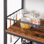 HOOBRO Kitchen Island with Wine Rack, Industrial Island Counter with Hooks and Protective Rails, 3 Tier Kitchen Shelf with Large Workstation, Easy Assembly, Rustic Brown BF02ZD01 - Image 4