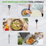 NutriChef 22-Piece Black Marble Non-Stick Cookware and Bakeware Set - Professional Home Kitchen Collection with Multi-Sized Pots, Pans, and Heat-Resistant Tools - Image 6