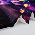 Purple Unicorn Comforter Set Full Size for Girls Kids, Cartoon Kawaii Unicorn with Butterfly Print Down Comforter, Galaxy Stars Fantasy Girls Room Decor Children Bedding - Image 7