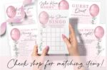 Your Main Event Prints Girl Baby Shower Games Bundle, Who Knows Mommy Best, Bingo, Guest Quest, Fun Baby Shower Games and Activities - Image 7