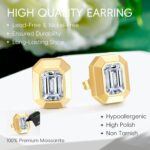 LEONIDS 1 Carat Emerald Cut Moissanite Earrings For Women | D Color VVS1 Clarit 925 Sterling Silver 14K Gold Stud Earrings | Birthday Jewelry Gifts for Her Mom Wife - Image 7