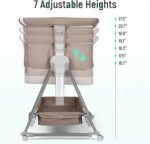 Cowiewie Bassinet Bedside Sleeper, Baby Bassinet with 7 Adjustable Height, Bedside Bassinet for Baby with Storage, Breathable Mesh & Mattress, Portable Bassinet Easy Folding (Baby Brown) - Image 5