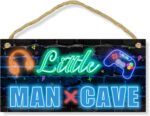 XIULUAN Gaming Room Decor Boys Stuff Kids Game Playroom Decorations Door Signs For Gamer Room Little Man Cave Wall Sign 10x5 Inches, Blue - Image 3