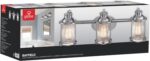 Globe Electric 51272 Bayfield 3-Light Vanity Light, Chrome, Ribbed Seeded Glass Shades, Bulb Not Included - Image 9