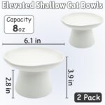 VCEPJH Raised Cat Food Bowls Shallow Cat Plate Pack of 2 Ceramic Elevated Cats Dish 6.1in Flat Anti Whisker Fatigue Wide Pet Food & Water Feeder for Indoor Kitty Kitten (White) - Image 3