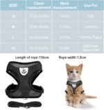 shudyear Summer cat Chest Harness and Leash, Anti-Escape Adjustable Soft mesh cat Leash and Chest Harness Set for All Types of Cats cat Vests (Size S,Black) - Image 3
